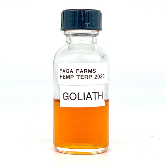 YAGA Farms Hemp Derived Live Terpenes: Goliath. A captivating image portraying the aromatic essence of Goliath terpenes, sourced for premium quality and rich aroma.