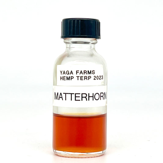 YAGA Farms Hemp Derived Live Terpenes: Matterhorn. A striking image capturing the distinctive aroma and premium quality of Matterhorn terpenes, carefully extracted for an exceptional experience.